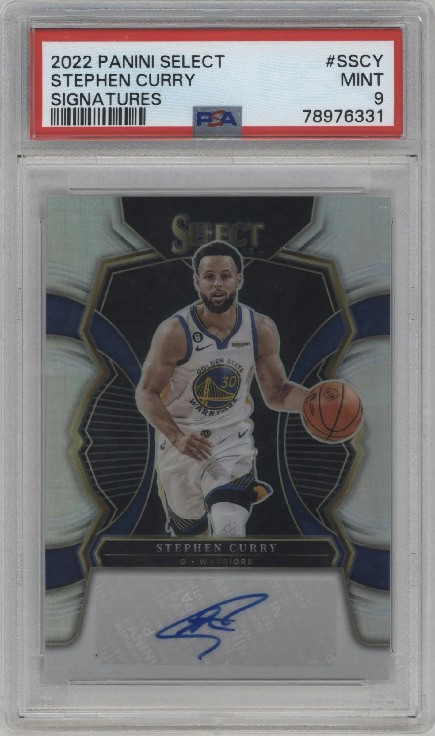2022 Panini Select Sig. Stephen Curry #S-SCY PSA 9