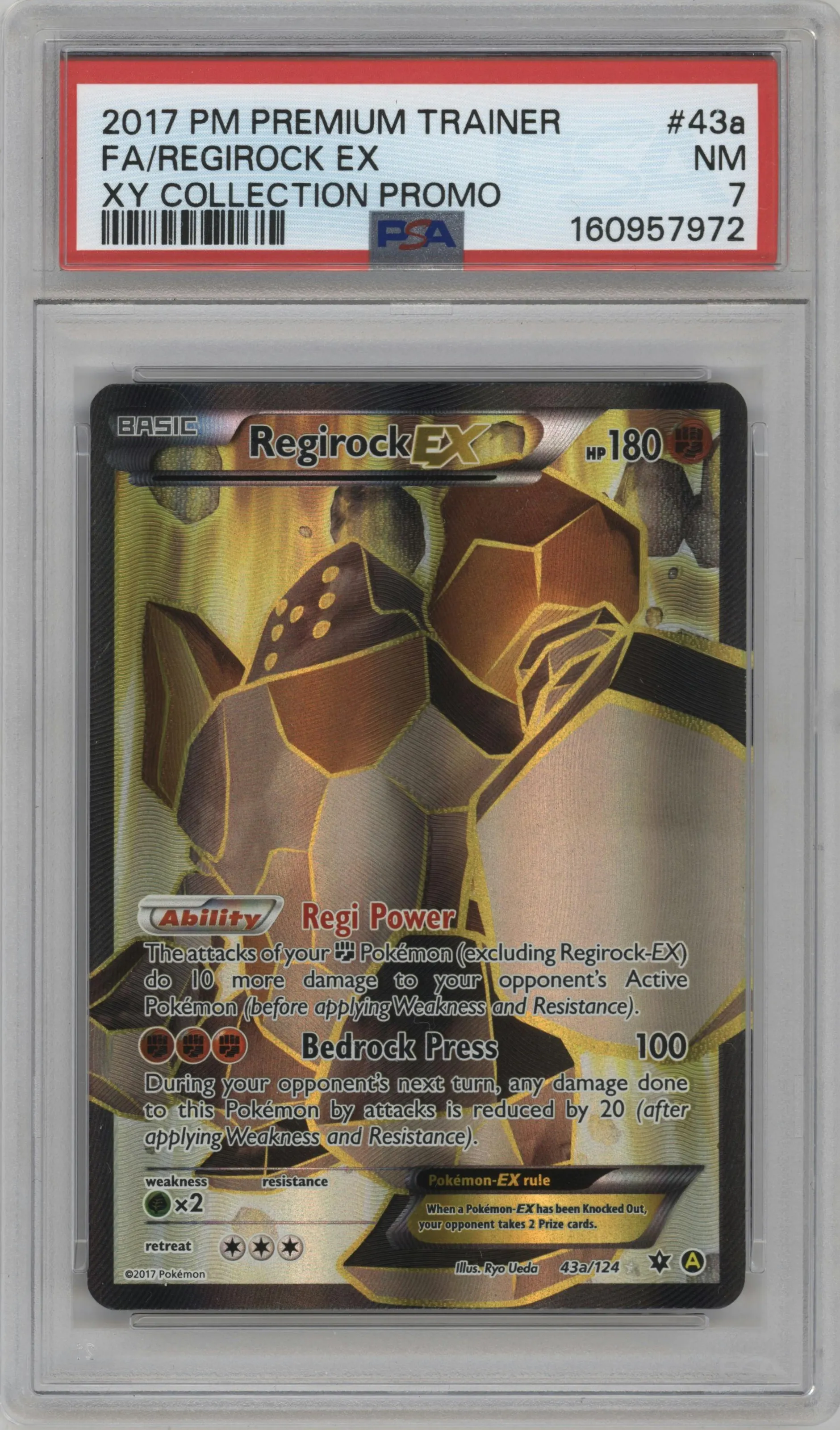 2017 Pokemon XY Fates Collide Regirock Ex Premium Trainer's XY Collection #43a PSA 7