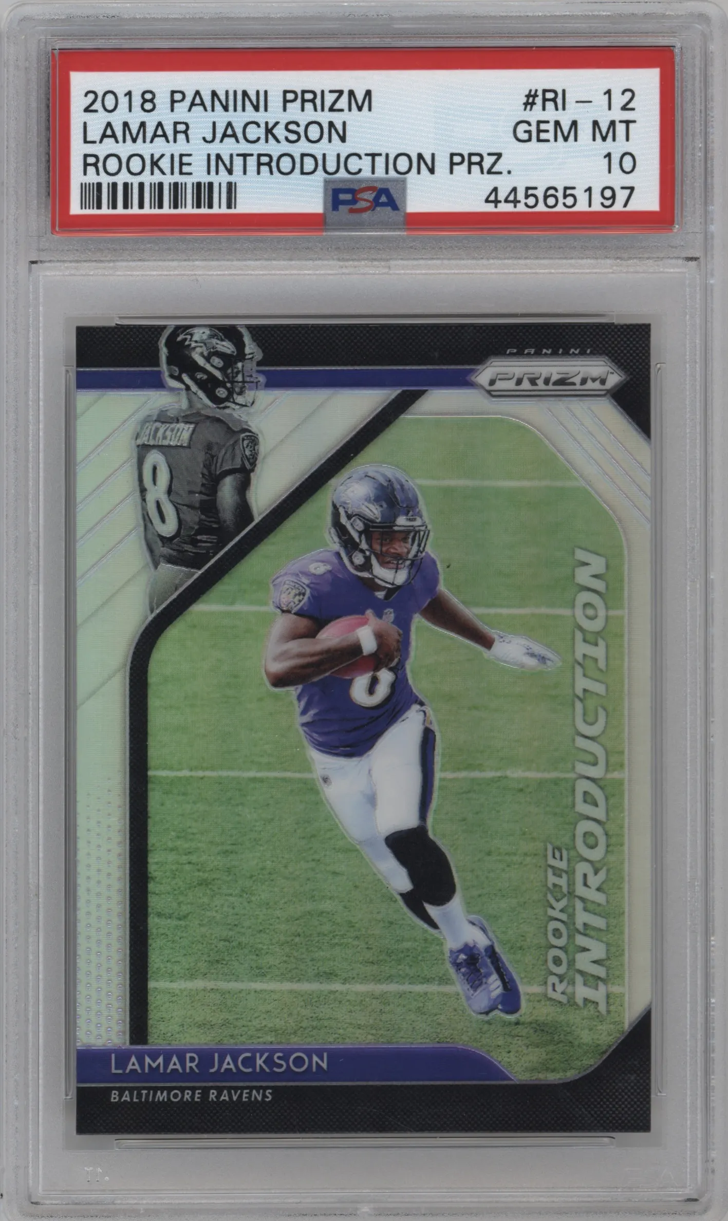 2018 Panini Prizm Rke.Introduction Lamar Jackson PSA 10