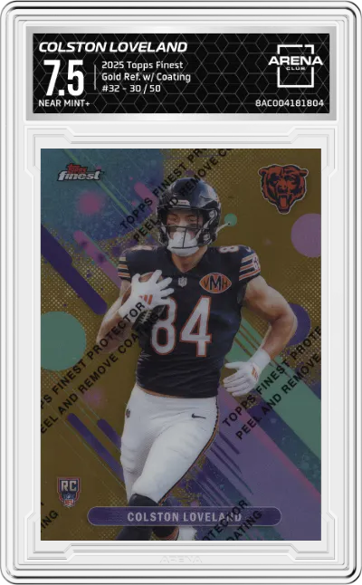 2025 Topps Finest Colston Loveland Gold Refractor w/ Coating #32 ARENA CLUB 7.5