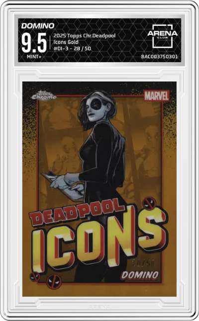2025 Topps Chrome Deadpool Icons Domino Gold ARENA CLUB 9.5