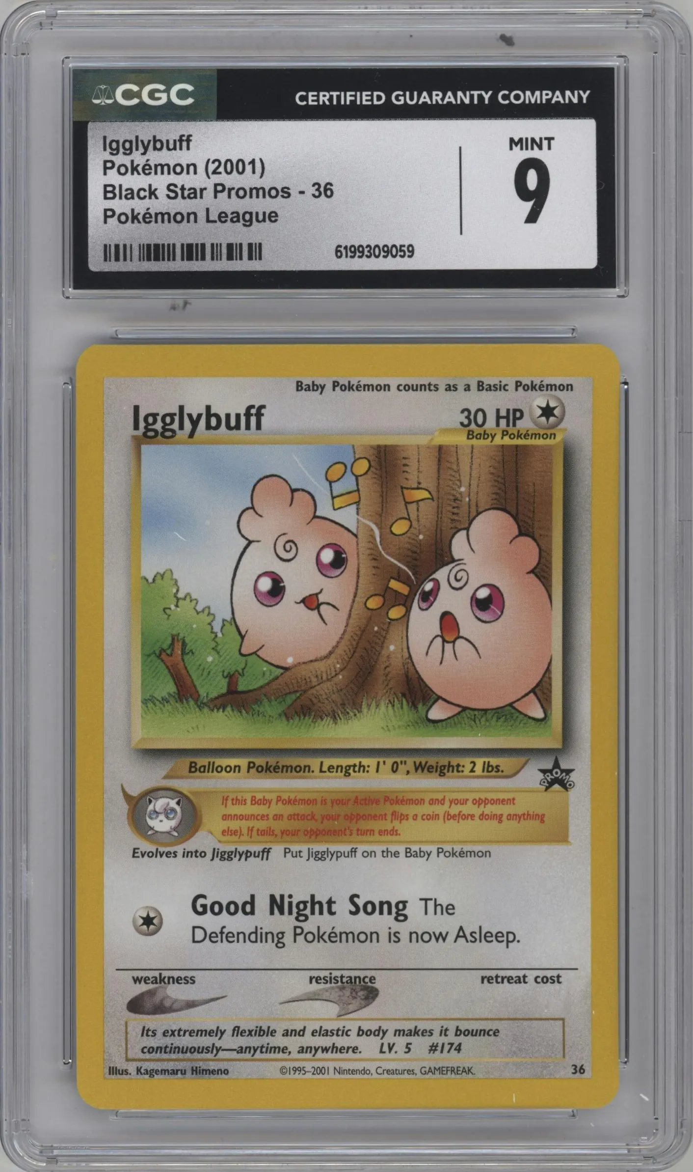 2001 Pokemon WoTC Igglybuff League #36 CGC 9
