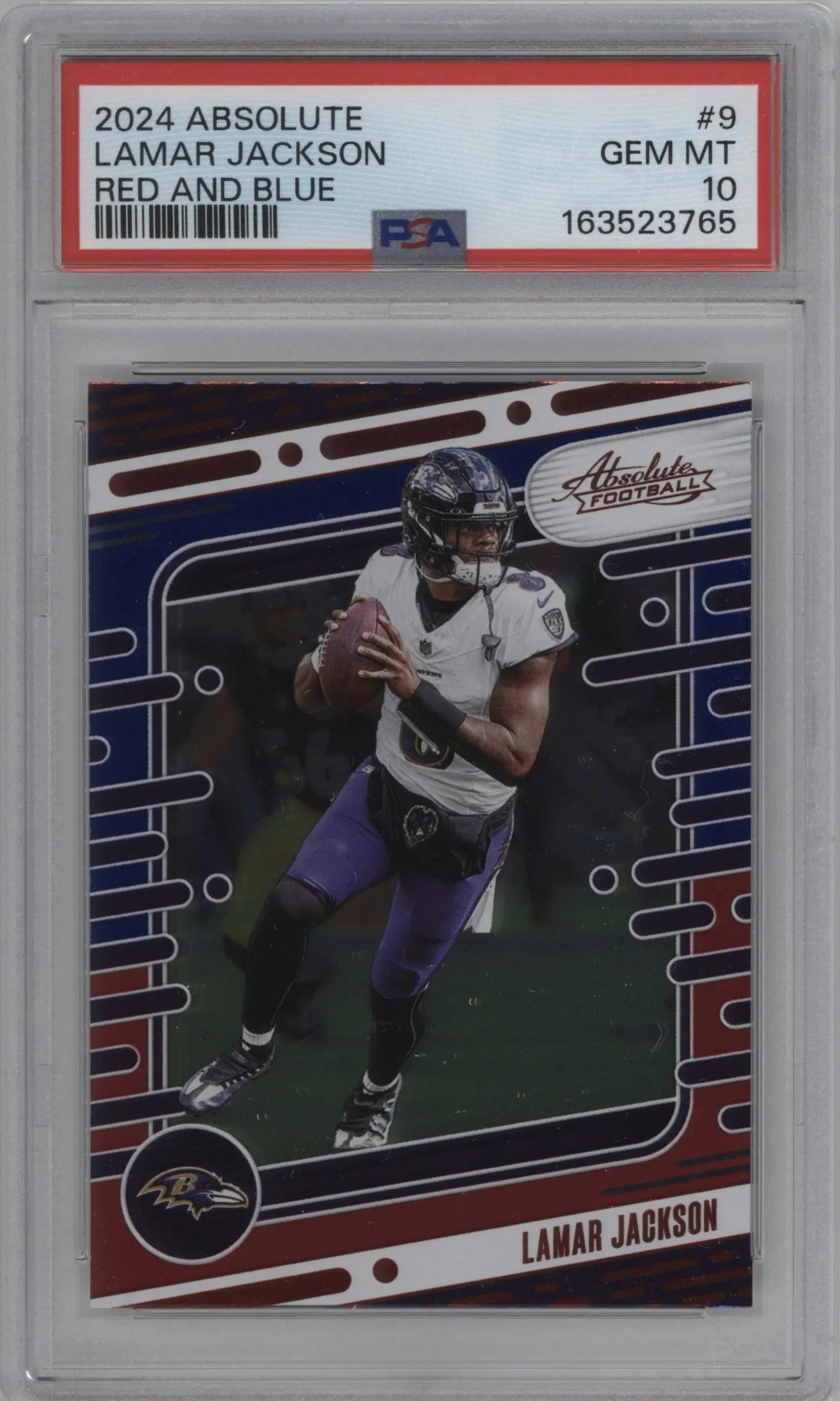 2024 Panini Absolute Lamar Jackson Red/Blue #9 PSA 10