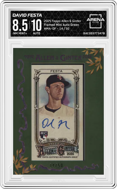 2025 Topps Allen & Ginter Framed Mini Auto David Festa Green Framed #MA-DF ARENA CLUB 8.5