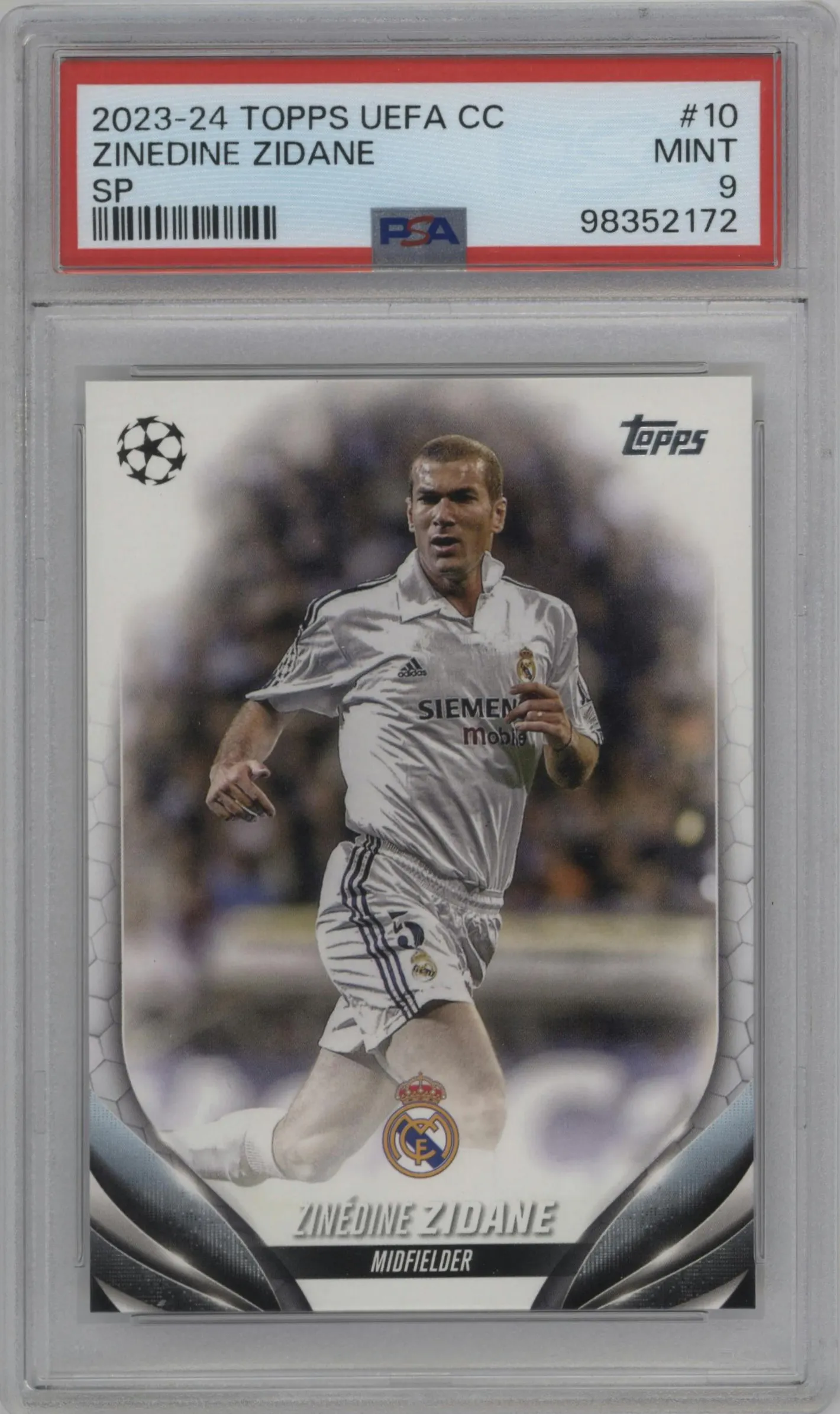 2023 Topps UEFA Club Competitions SP Zinedine Zidane #10 PSA 9
