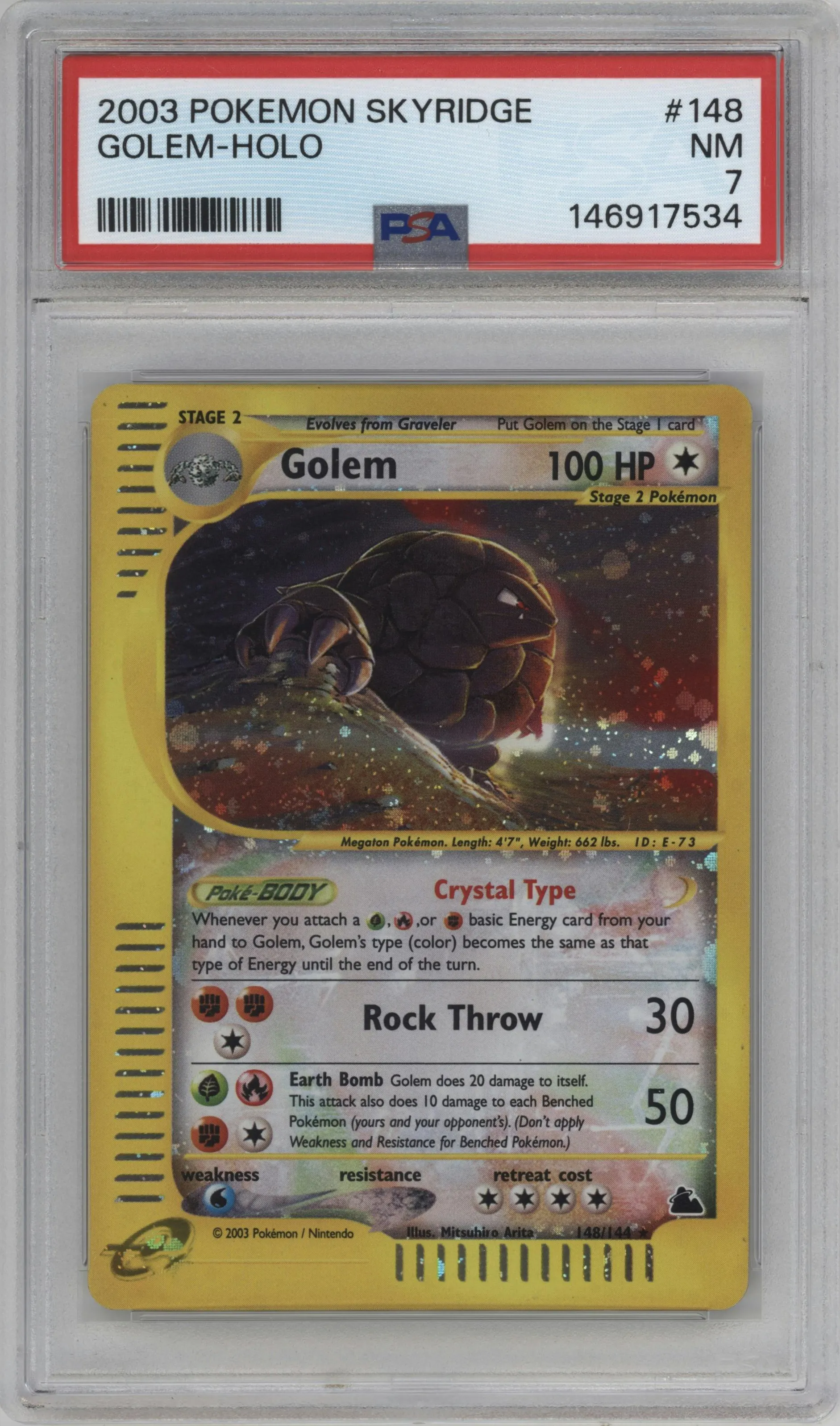 2003 Pokemon E-CARD Skyridge Golem #148 PSA 7