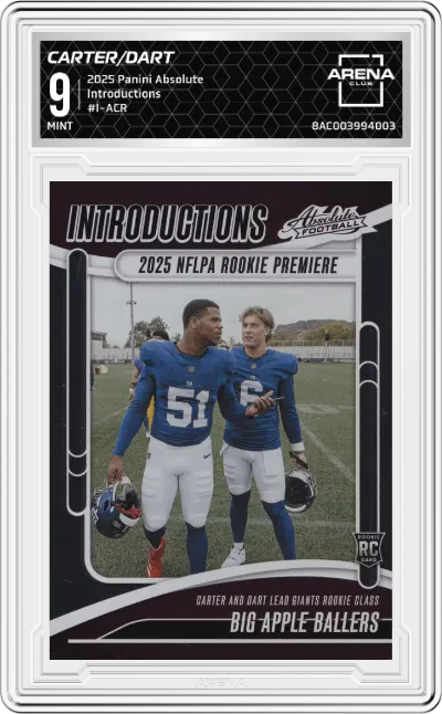 2025 Panini Absolute Introductions Abdul Carter/Jaxson Dart #I-ACR ARENA CLUB 9