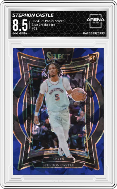 2024 Panini Select Stephon Castle Blue Cracked Ice #72 ARENA CLUB 8.5
