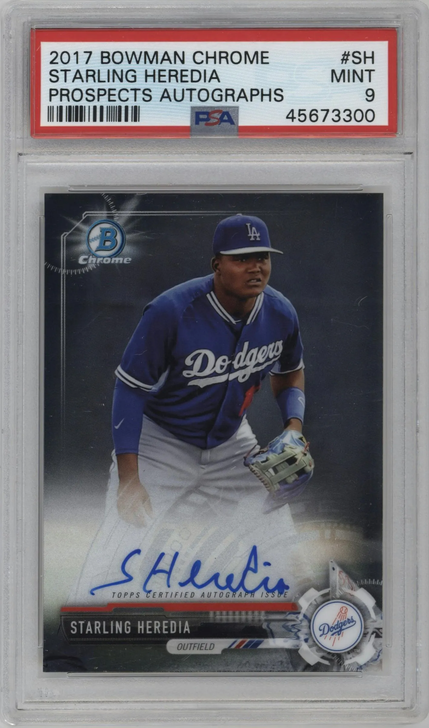 2017 Bowman Chrome Chr.Pros.Auto Starling Heredia #CPA-SH PSA 9