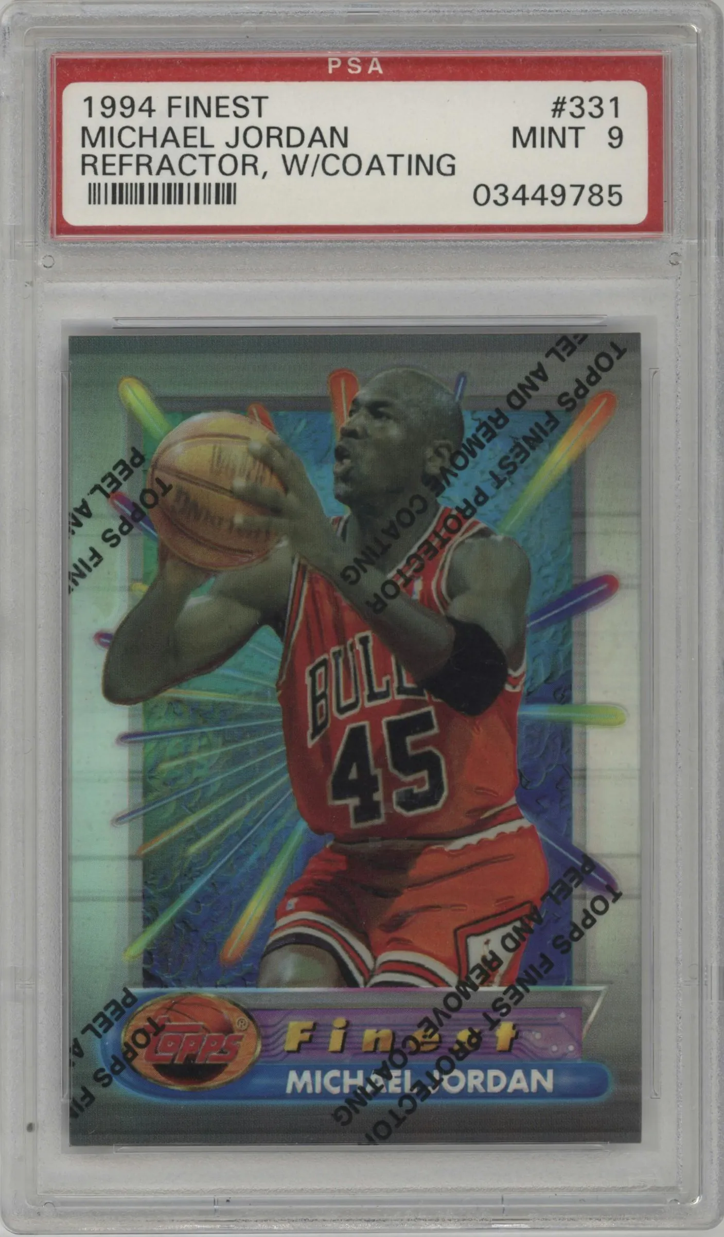 1994 Topps Finest Michael Jordan Refractor W/Coating #331 PSA 9