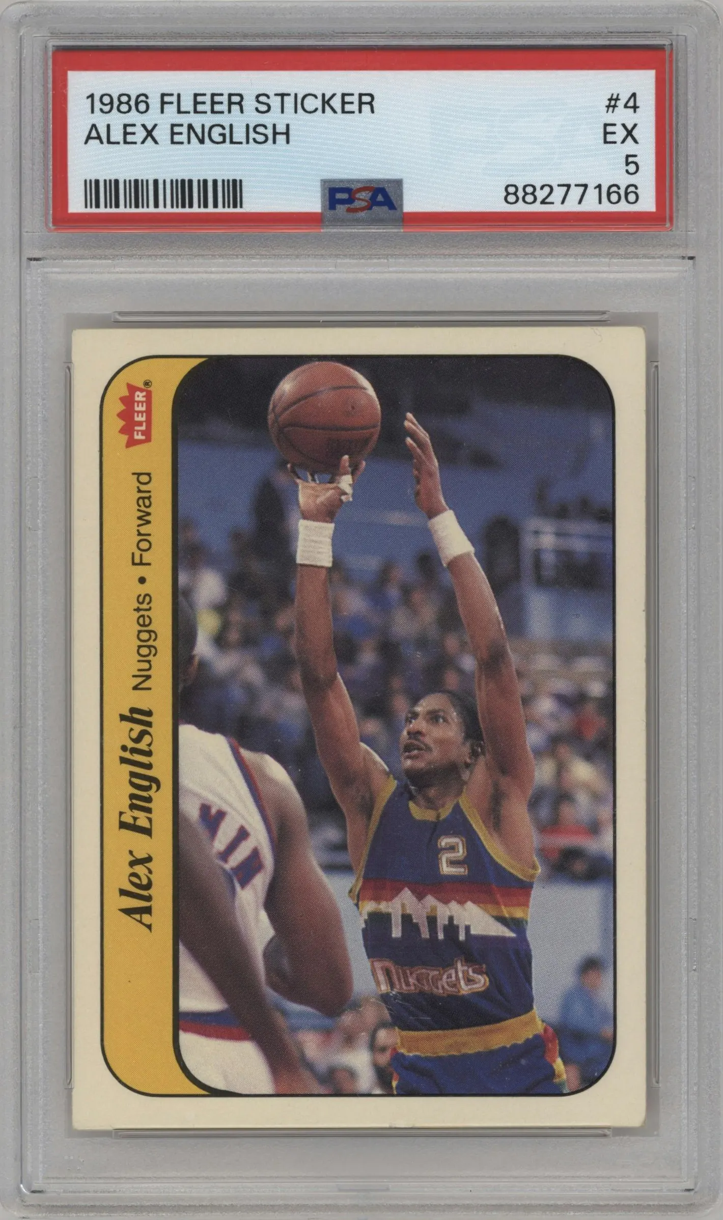 1986 Fleer Stickers Alex English #4 PSA 5