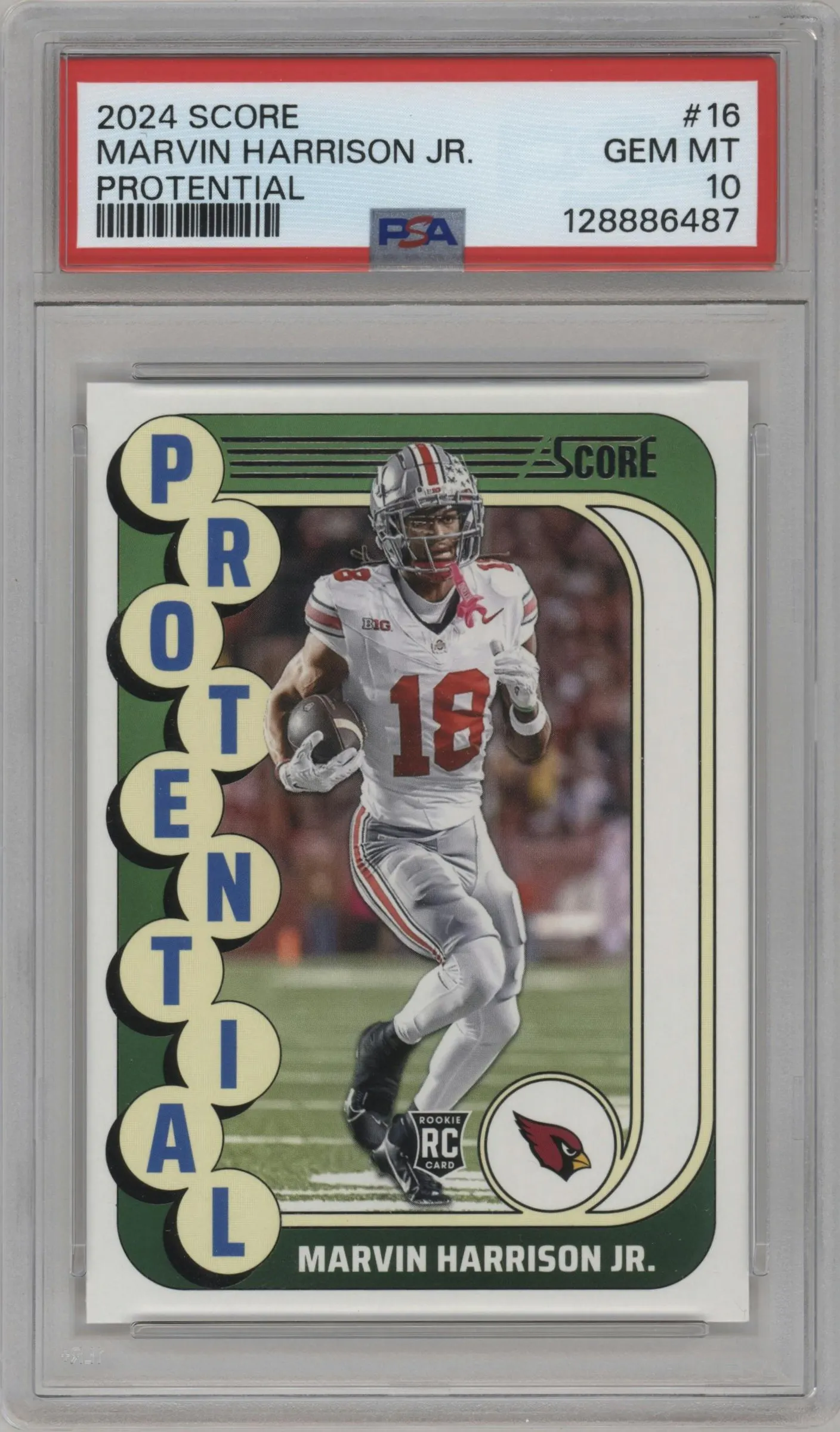 2024 Panini Score Protential Marvin Harrison Jr. #16 PSA 10