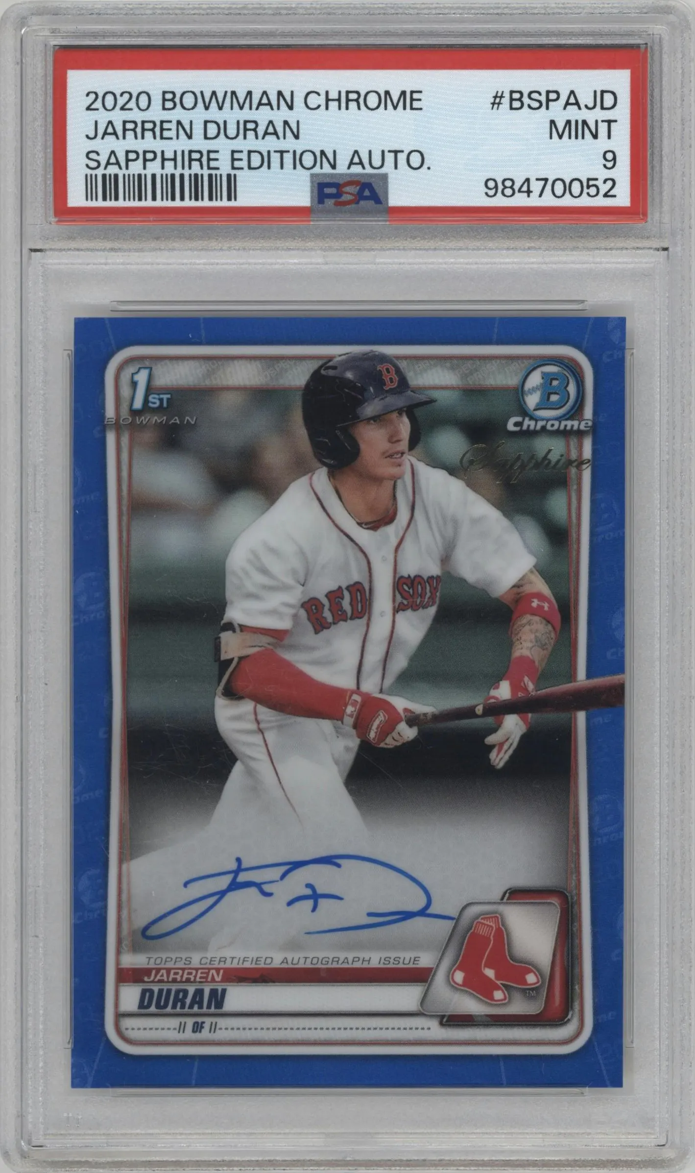 2020 Bowman Sapphire Edition Chr.Pros.Auto Jarren Duran #BSPA-JD PSA 9