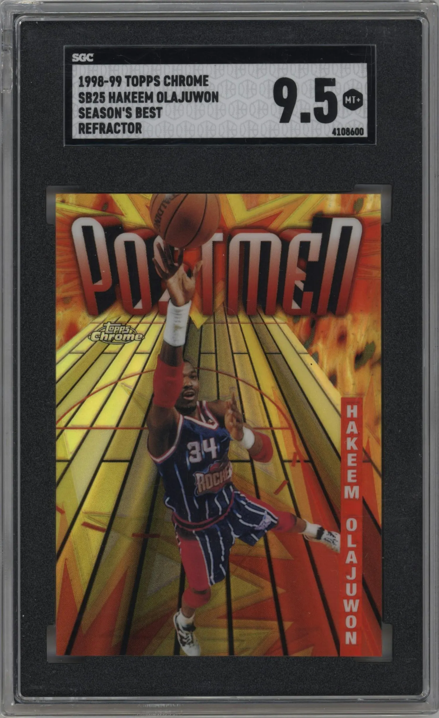 1998 Topps Chrome Season's Best Hakeem Olajuwon Refractor #SB25 SGC 9.5