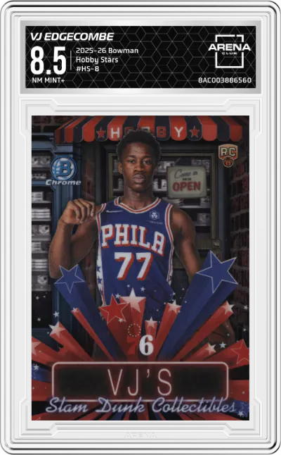 2025 Bowman Hobby Stars VJ Edgecombe #HS-8 ARENA CLUB 8.5