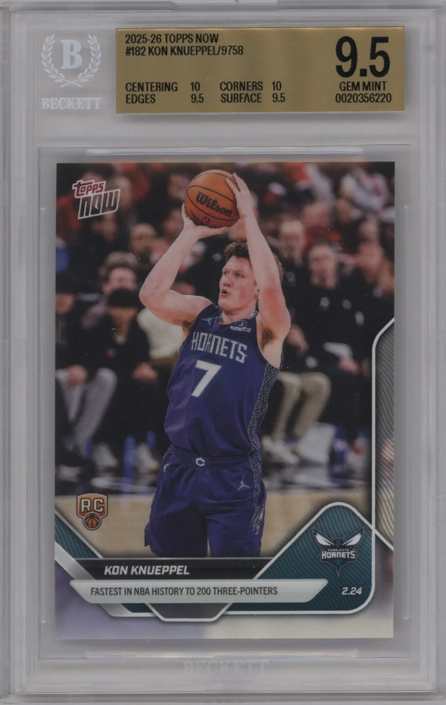 2025 Topps Now Kon Knueppel #182 BGS 9.5