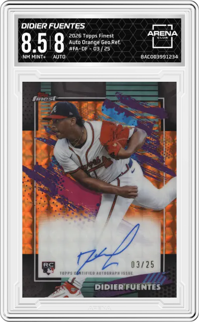 2026 Topps Finest Auto Didier Fuentes Orange Geometric Refractor #FA-DF ARENA CLUB 8.5