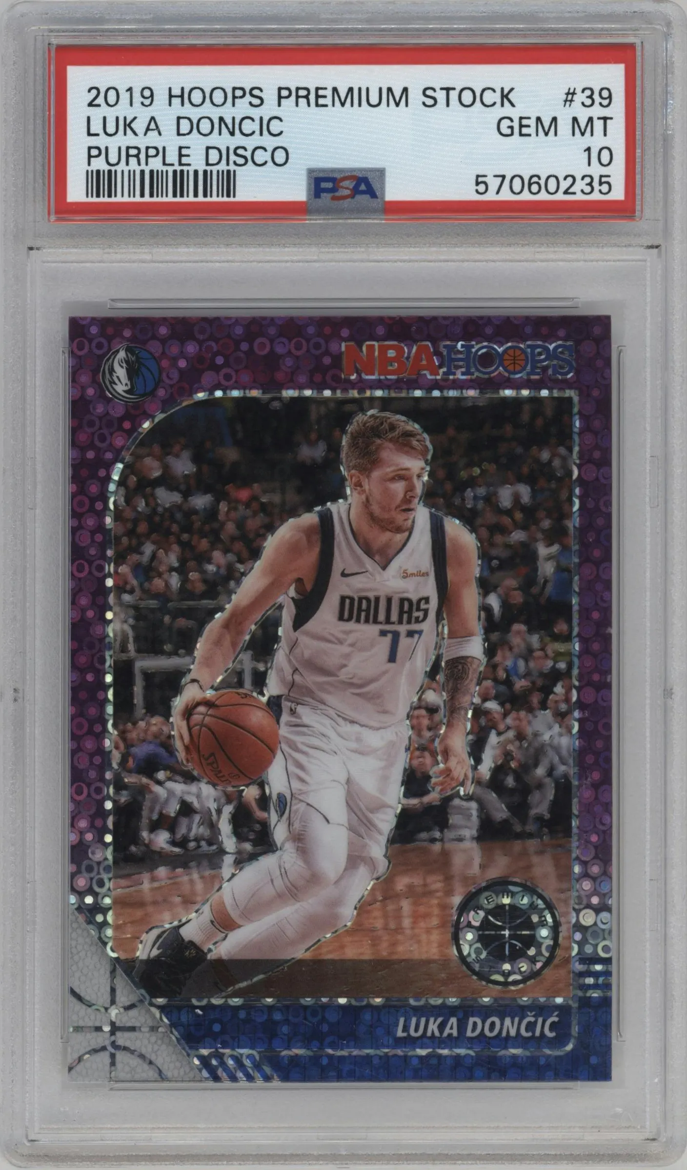 2019 Panini Hoops Premium Stock Luka Doncic Purple Disco #39 PSA 10