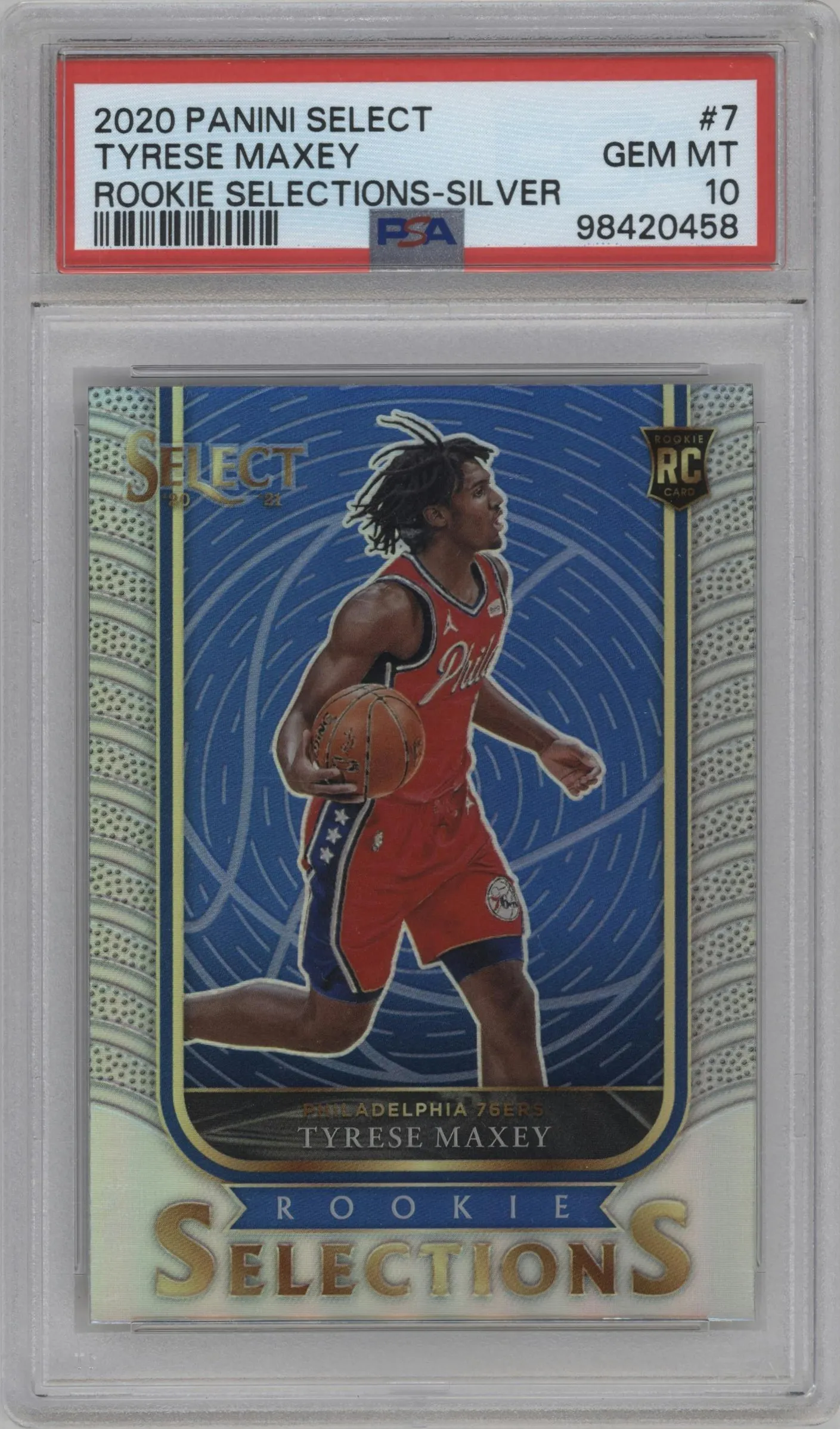 2020 Panini Select Rke.Selections Tyrese Maxey Silver #7 PSA 10