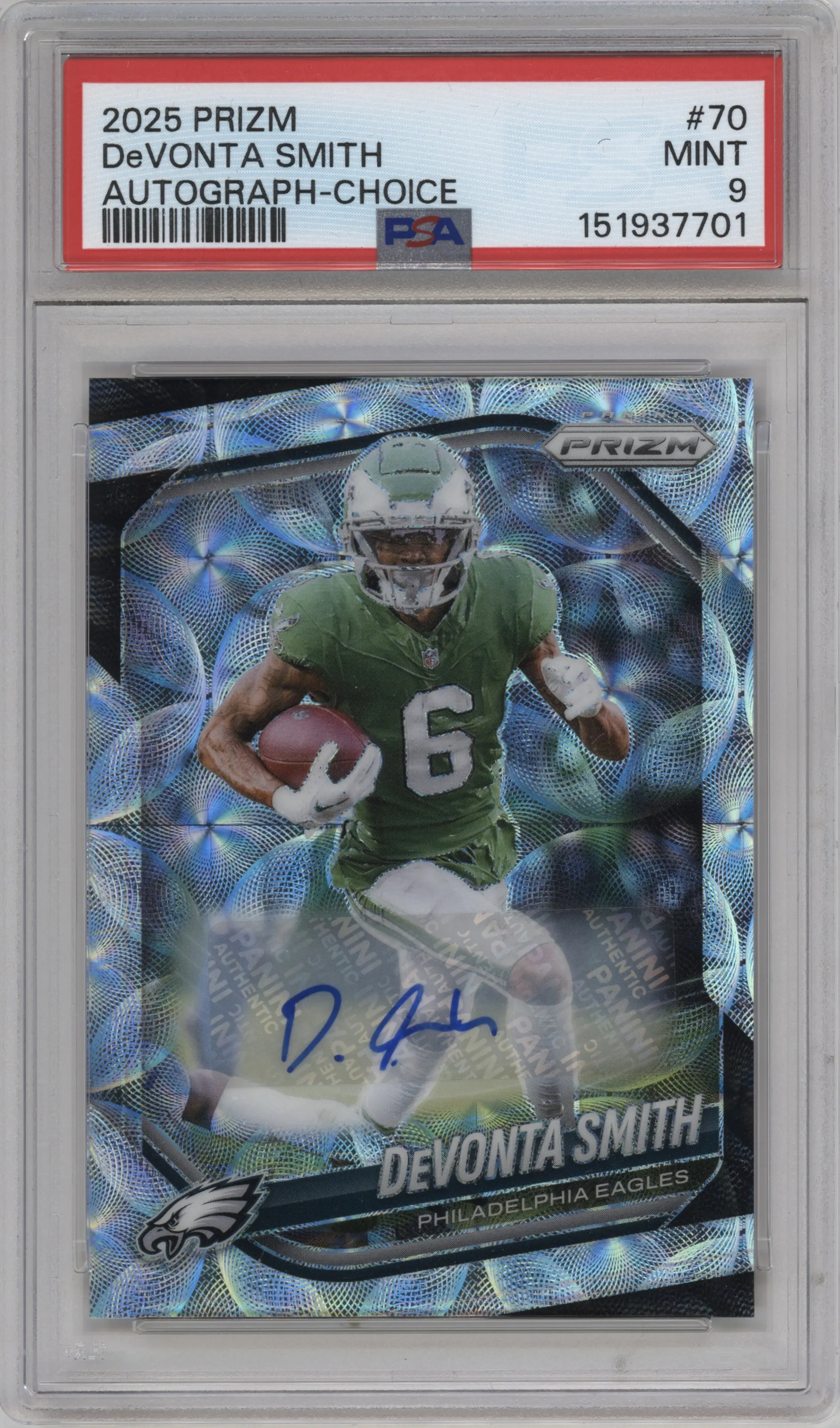 2025 Panini Prizm Auto DeVonta Smith Choice #70 PSA 9