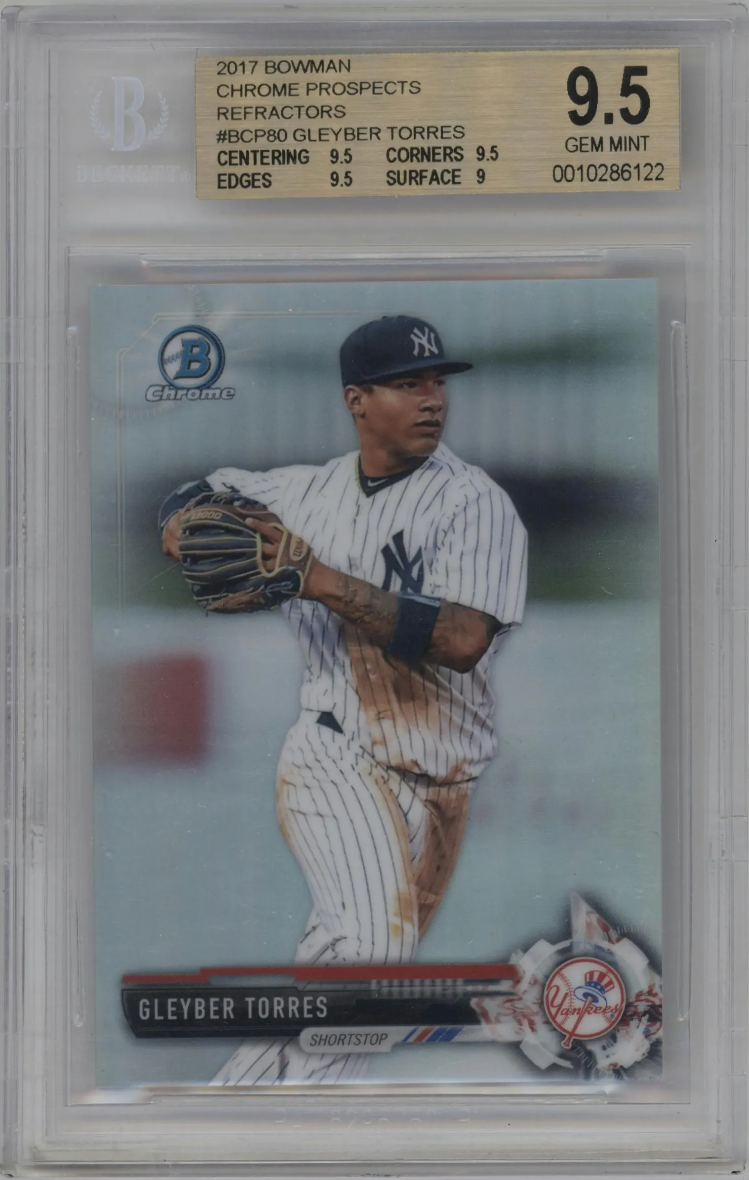 2017 Bowman Chr.Pros. Gleyber Torres Refractor #BCP80 BGS 9.5