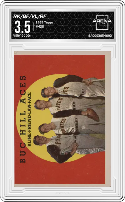 1959 Topps Ron Kline/Bob Friend/Vern Law/Roy Face ARENA CLUB VERY GOOD+ 3.5 #428 ARENA CLUB 3.5