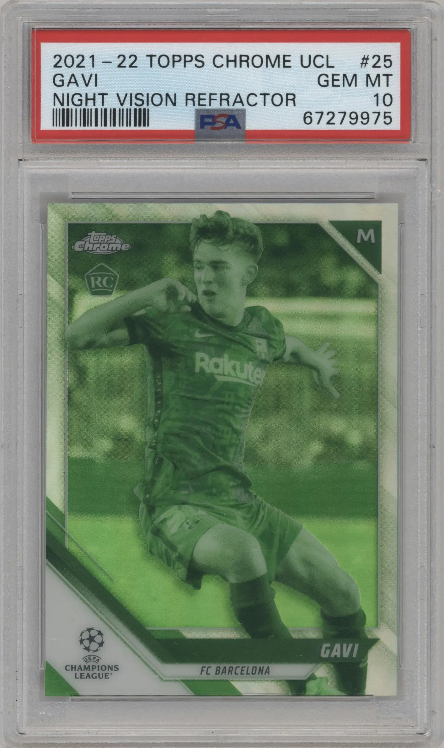 2021 Topps Chrome UEFA Champions League Gavi Night Vision Refractor #25 PSA 10