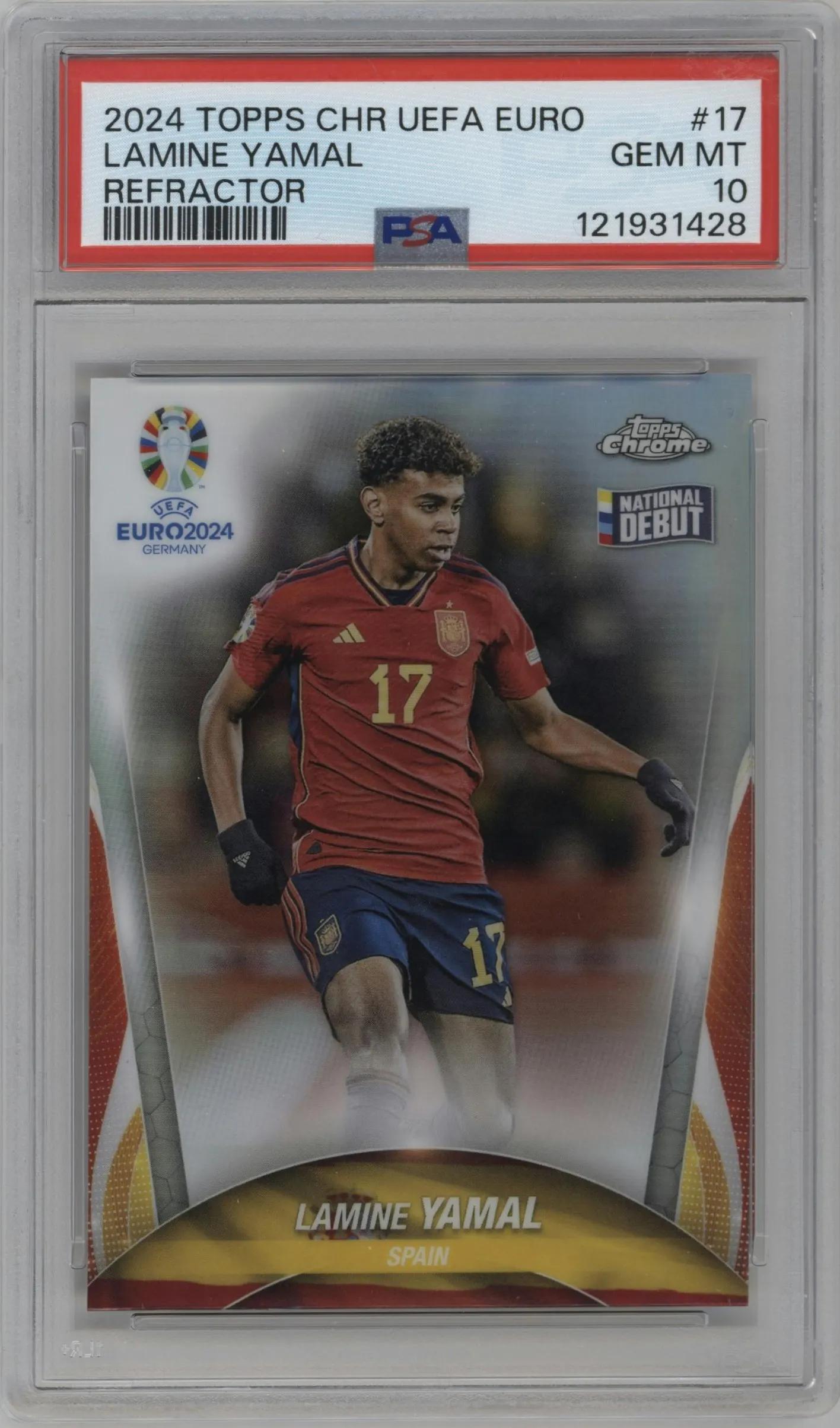 2024 Topps Chrome UEFA EURO Lamine Yamal Refractor #17 PSA 10
