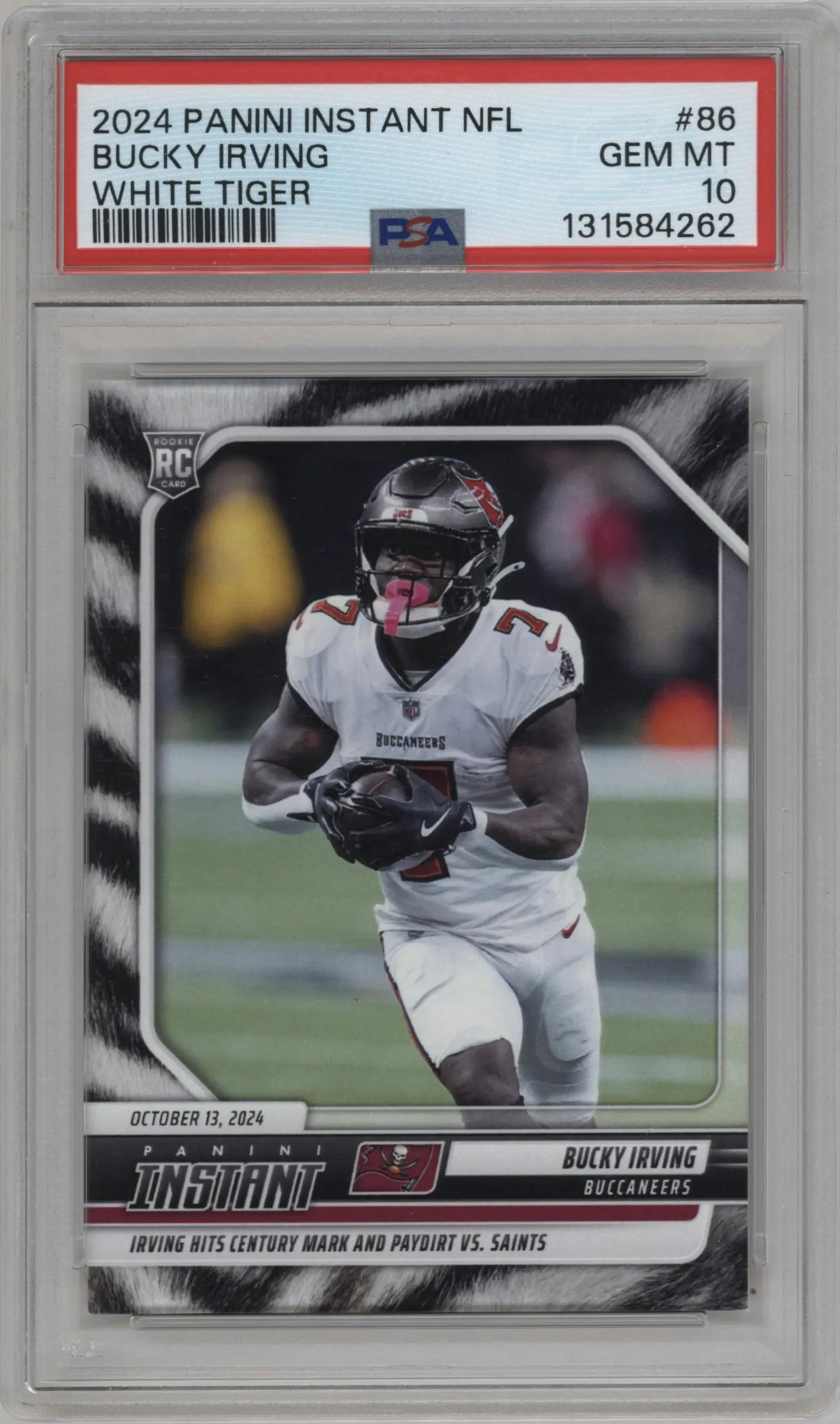 2024 Panini Instant NFL Bucky Irving White Tiger PSA 10