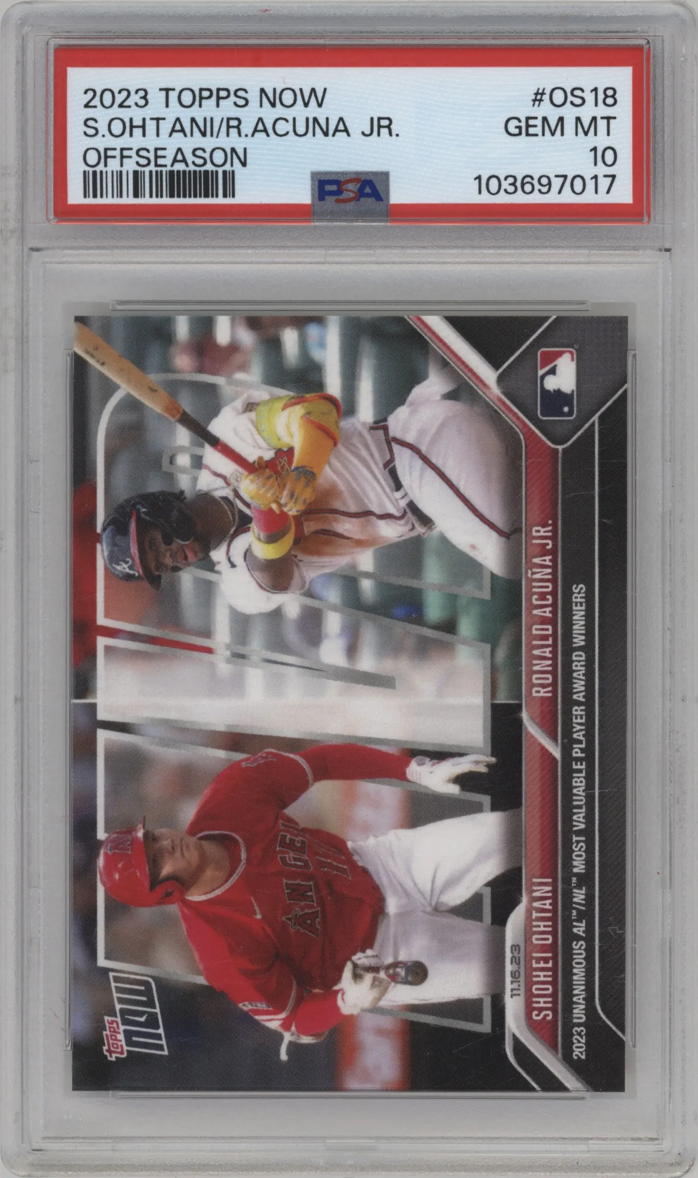 2023 Topps Now Off-Season Shohei Ohtani/Ronald Acuna Jr. #OS-18 PSA 10