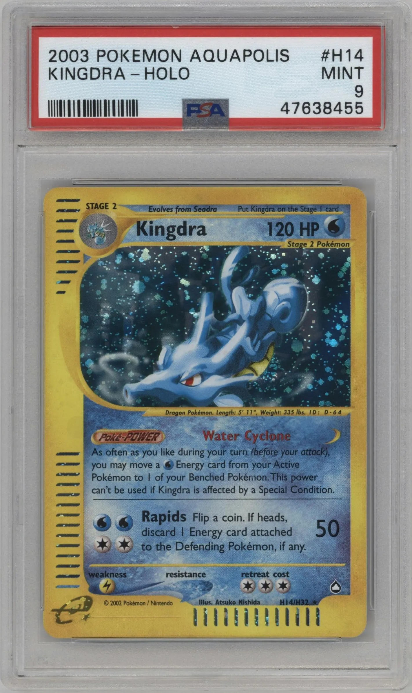 2003 Pokemon E-CARD Aquapolis Kingdra #H14 PSA 9