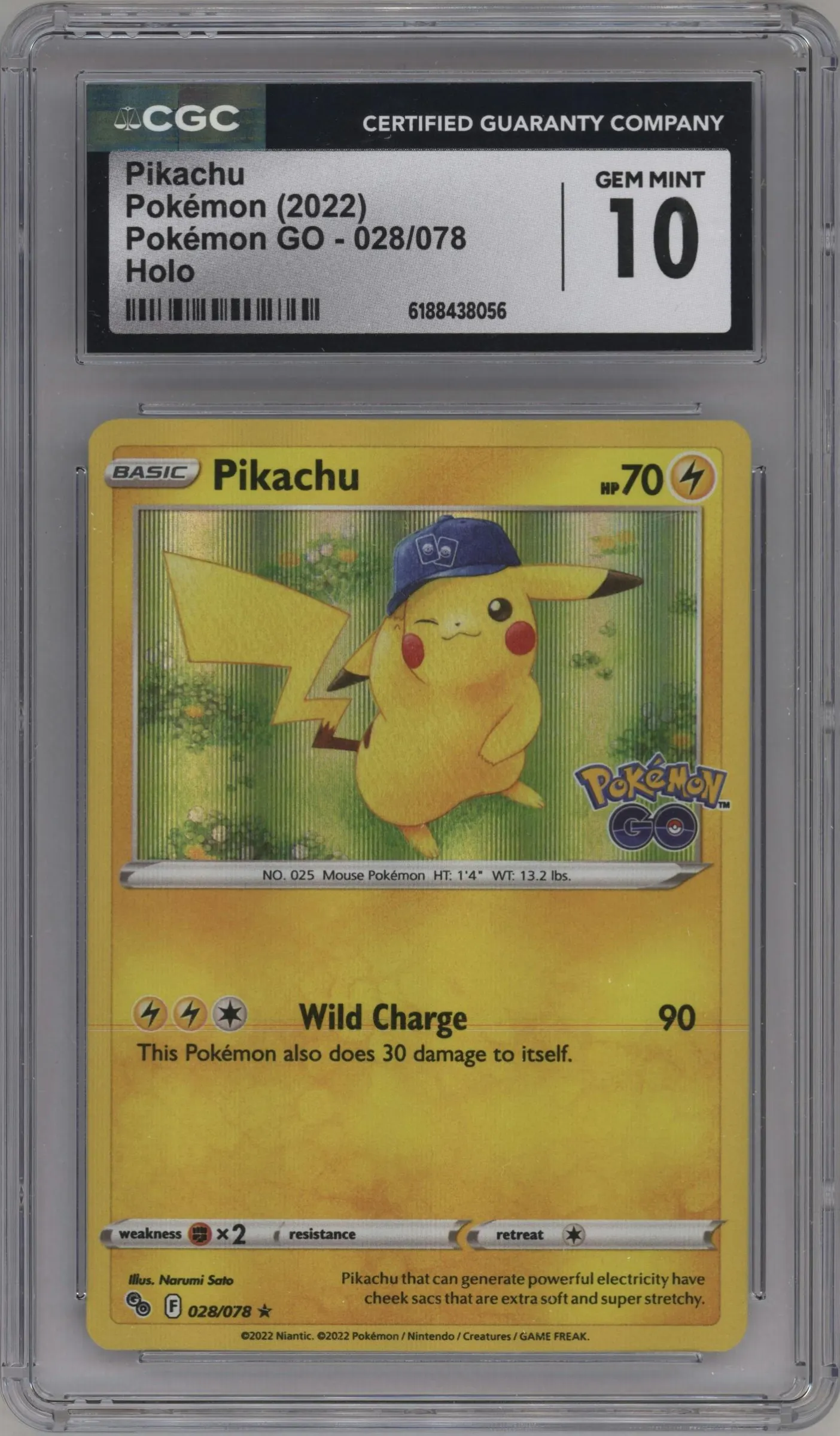 2022 Pokemon SWSH Pokemon GO Pikachu #028 CGC 10