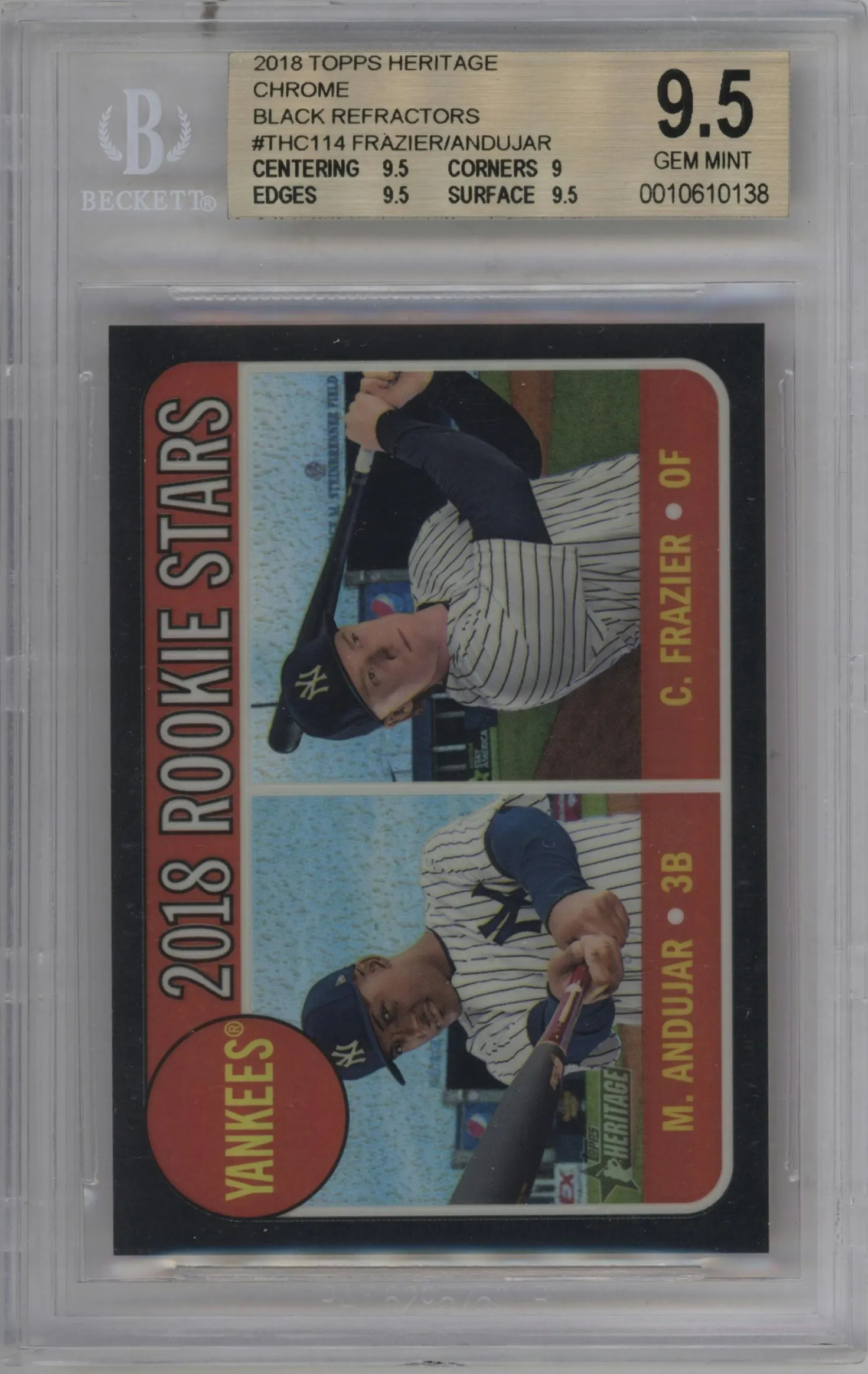 2018 Topps Heritage Chrome Miguel Andujar/Clint Frazier Black Refractor #THC-114 BGS 9.5