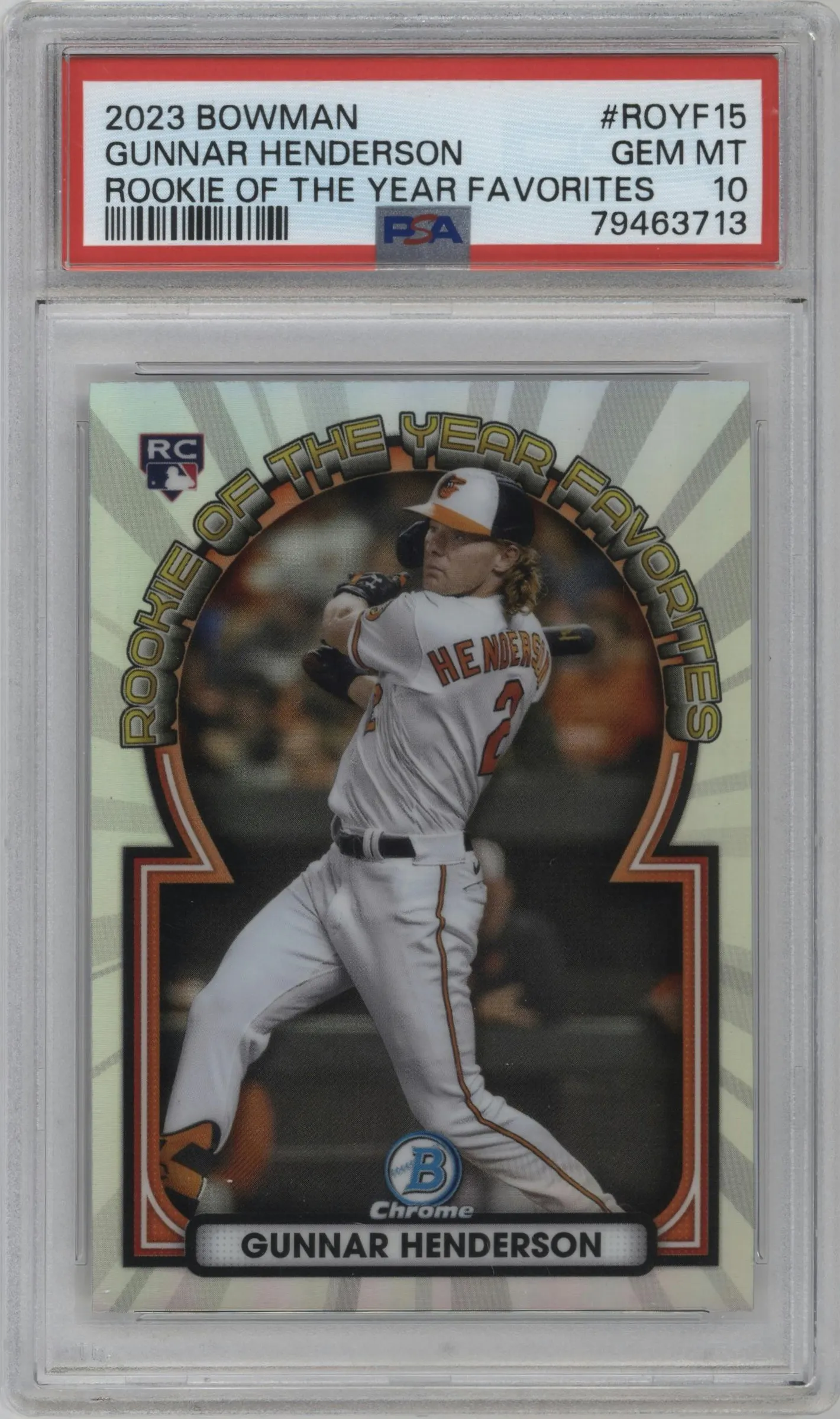 2023 Bowman ROTY Favorites Gunnar Henderson #ROYF-15 PSA 10