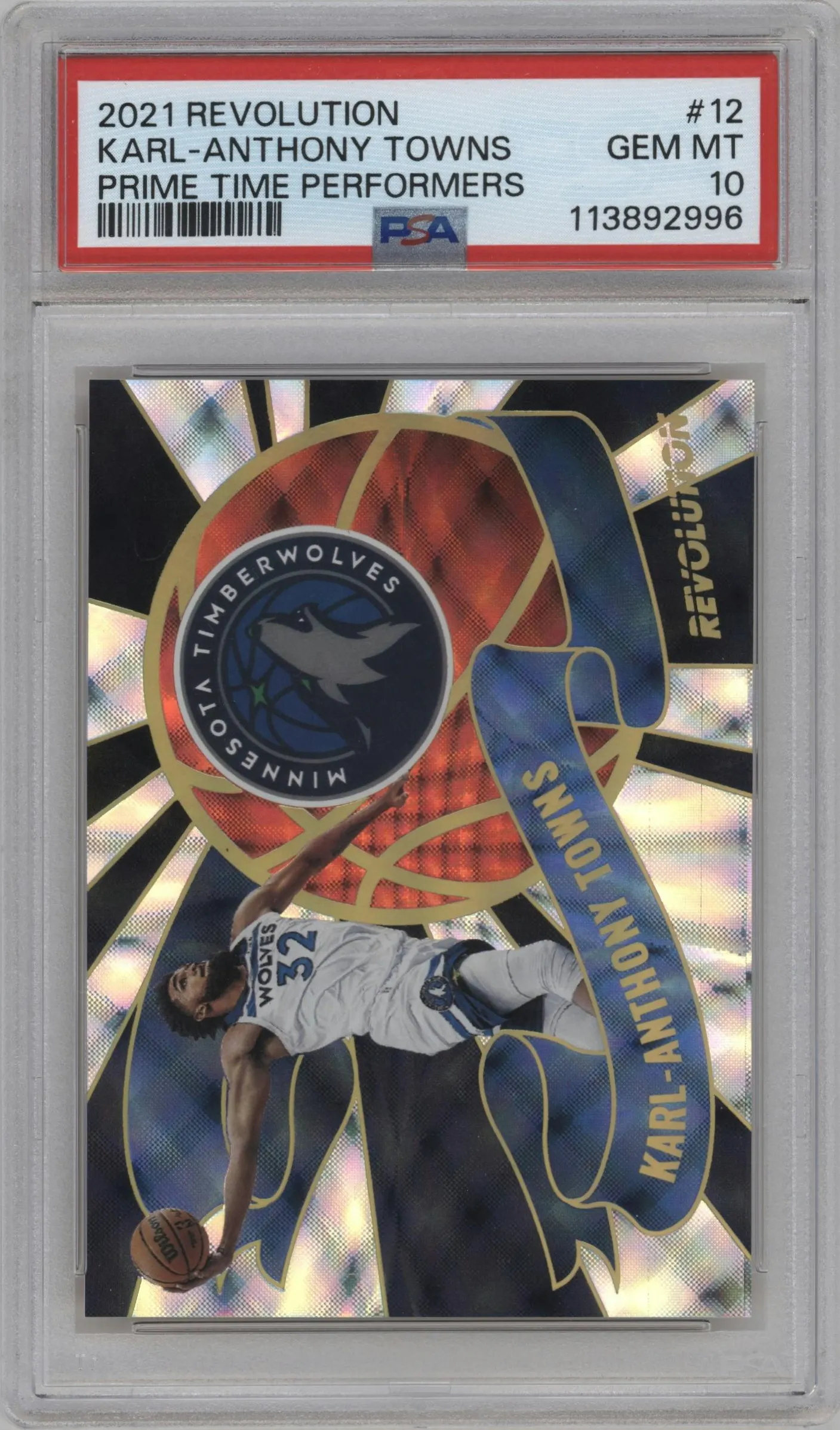 2021 Panini Revolution Prime Time Performers Karl-Anthony Towns #12 PSA 10