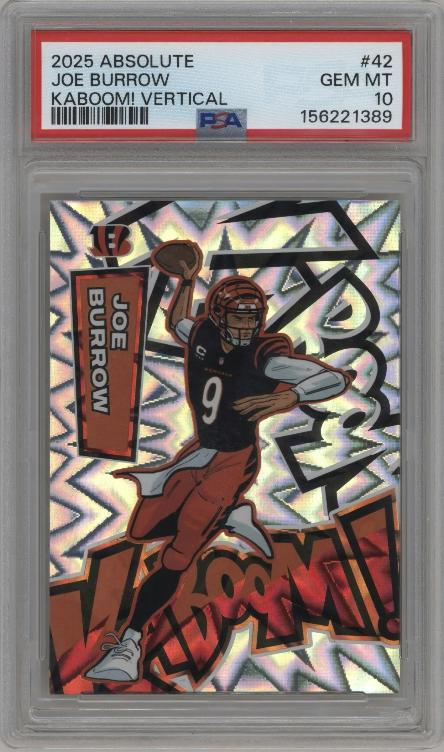 2025 Panini Absolute Kaboom! Vertical Joe Burrow #42 PSA 10