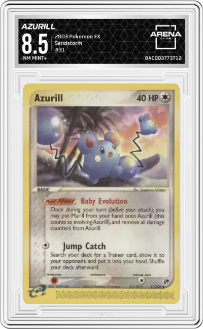 2003 Pokemon EX Sandstorm Azurill ARENA CLUB 8.5