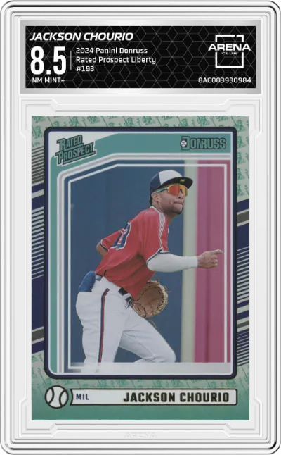 2024 Panini Donruss Rated Prospect Jackson Chourio Liberty ARENA CLUB 8.5