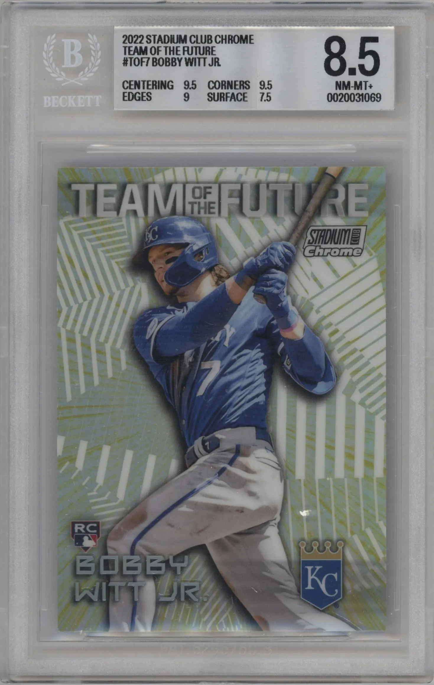 2022 Stadium Club Chrome Team of the Future Bobby Witt Jr. #TOF-7 BGS 8.5