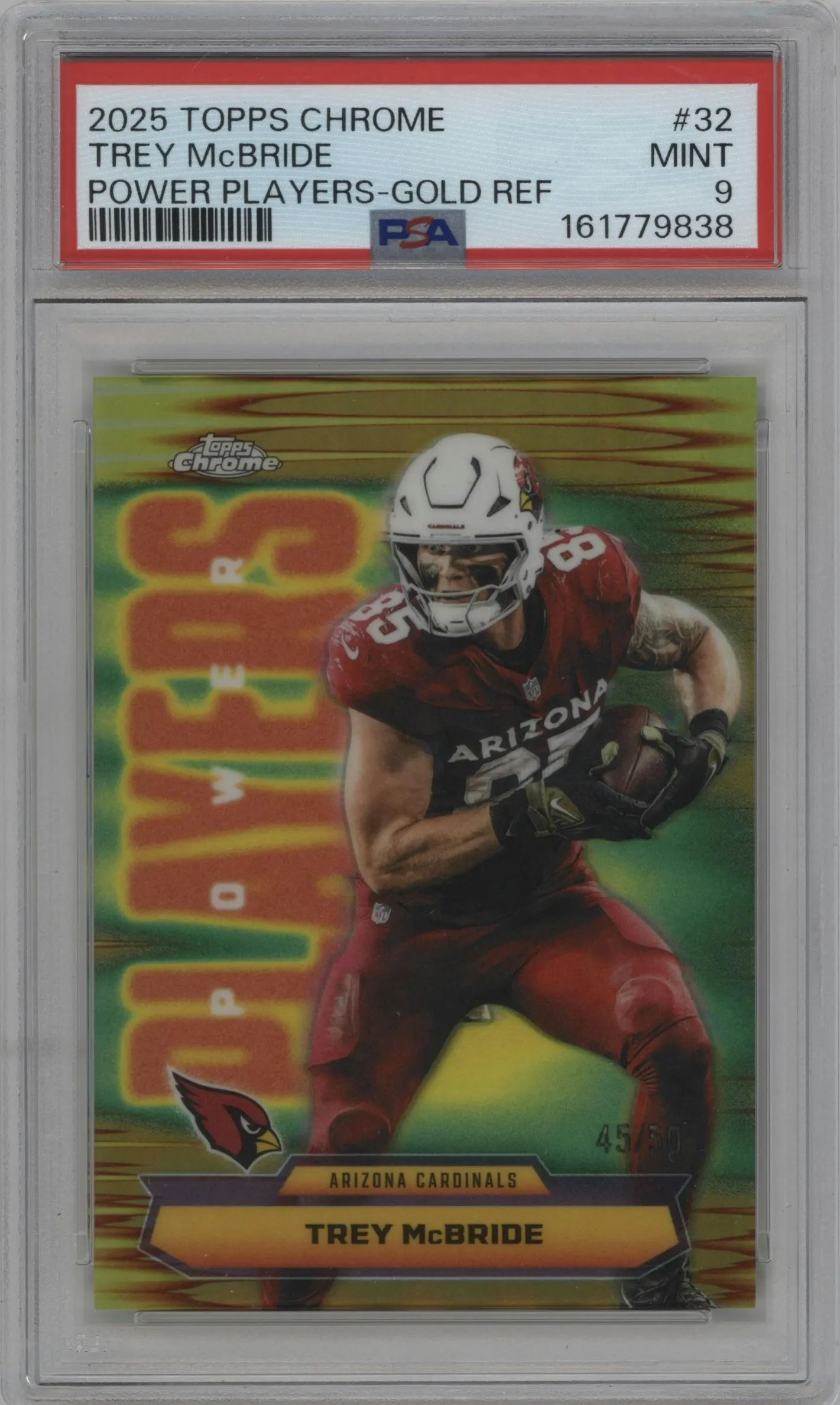 2025 Topps Chrome Power Players Trey McBride Gold Refractor #PP-32 PSA 9