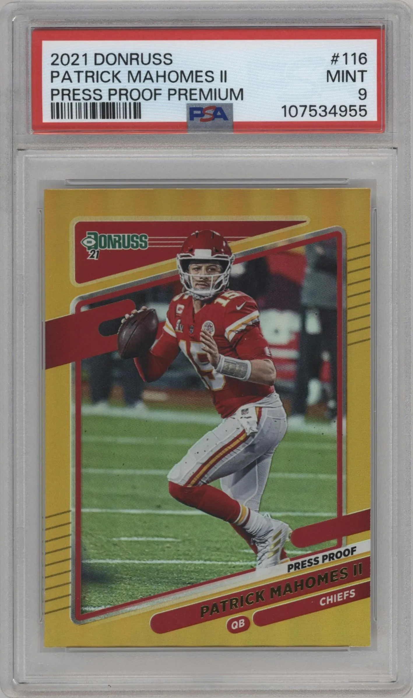 2021 Panini Donruss Patrick Mahomes II Press Proof Premium #116 PSA 9