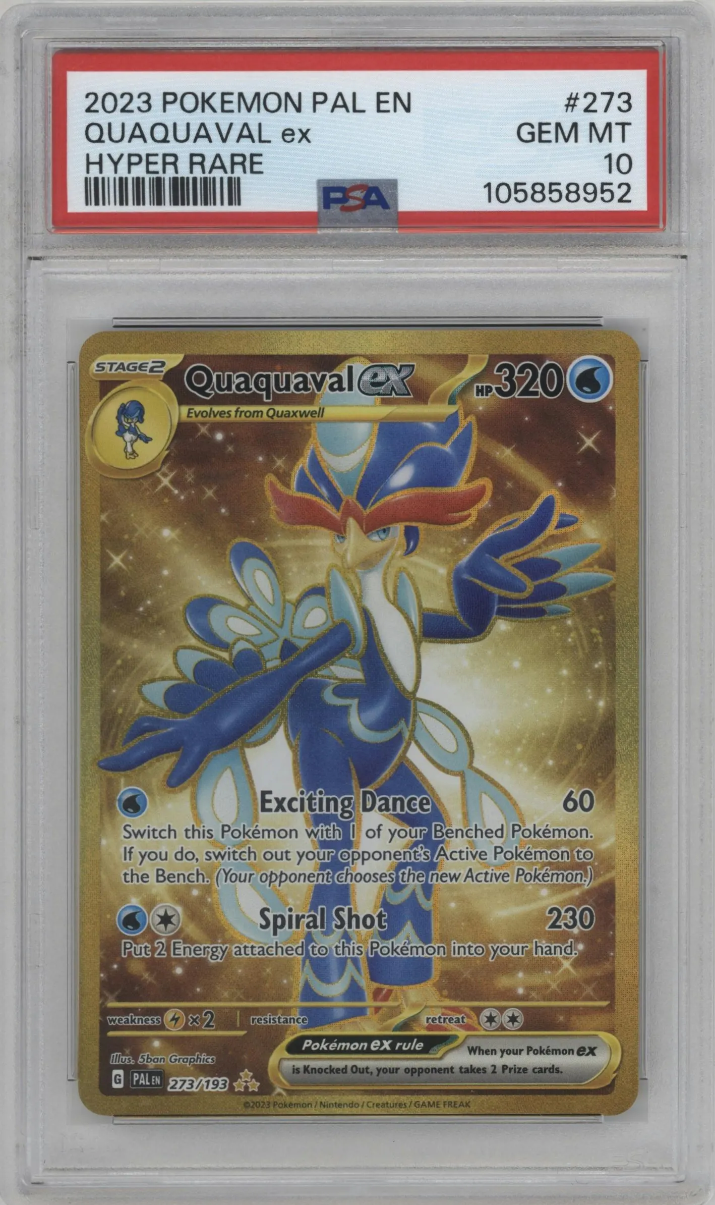 2023 Pokemon SV Paldea Evolved Quaquaval EX #273 PSA 10