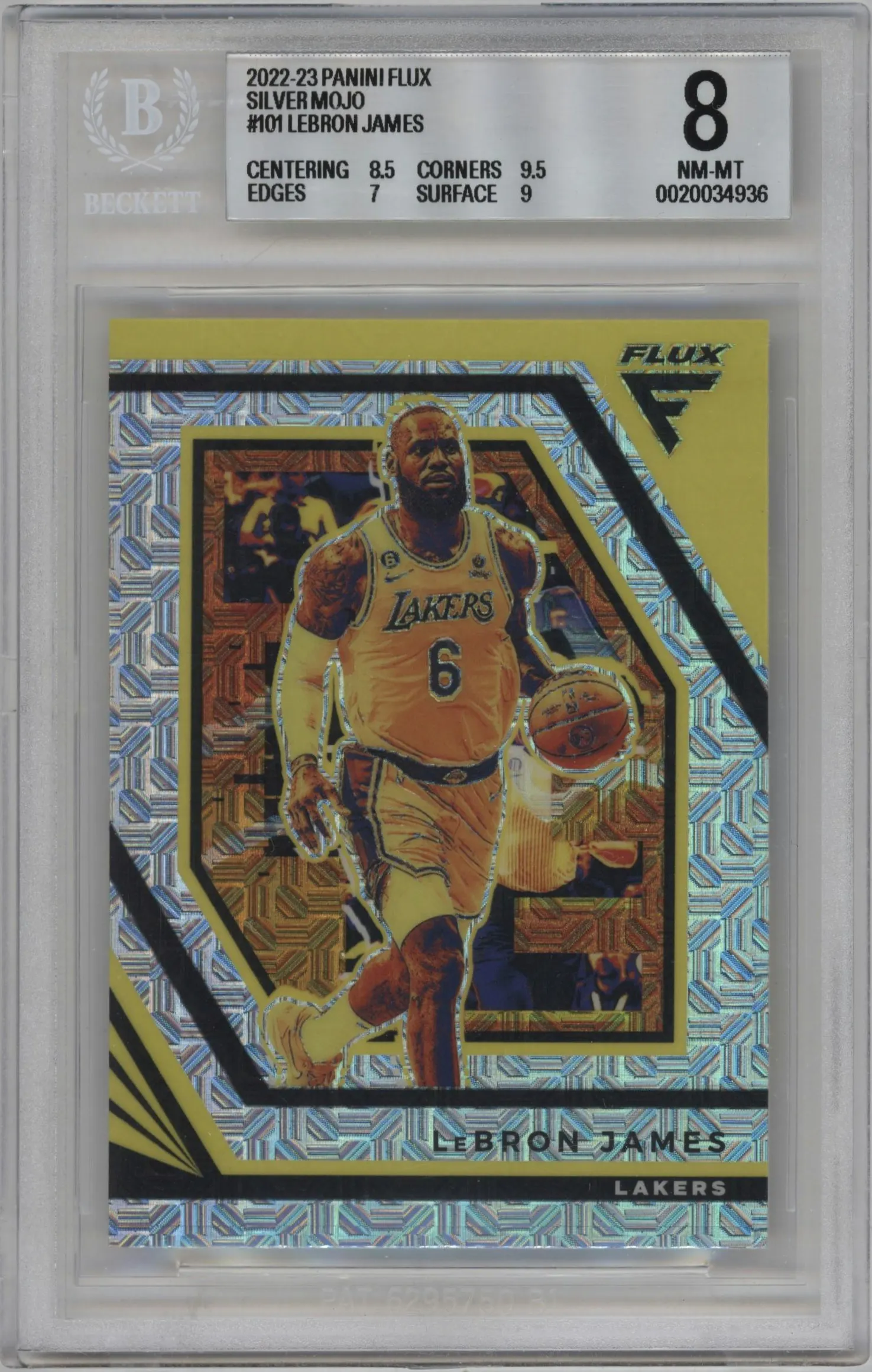 2022 Panini Flux LeBron James Silver Mojo BGS 8