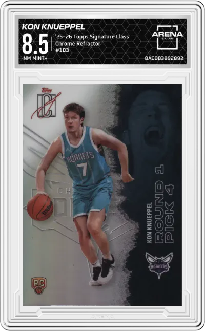 2025 2025-26 Topps Signature Class Topps Signature Class Chrome Kon Knueppel Refractor #103 ARENA CLUB 8.5