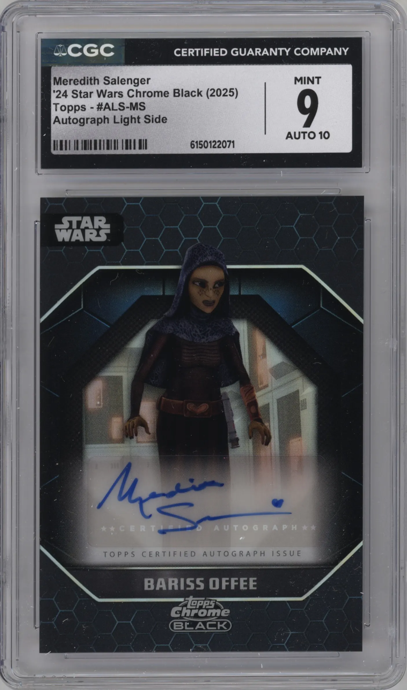 2024 Topps Chrome Black Star Wars Light Side Auto Meredith Salenger CGC 9