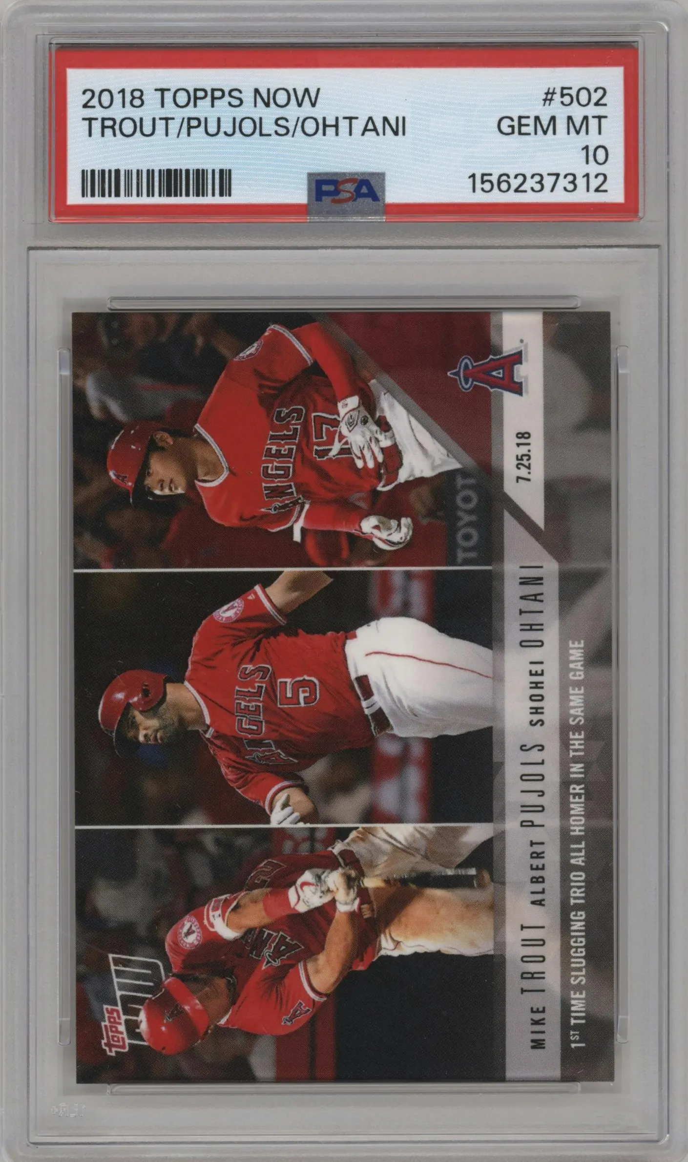 2018 Topps Now Mike Trout/Albert Pujols/Shohei Ohtani #502 PSA 10