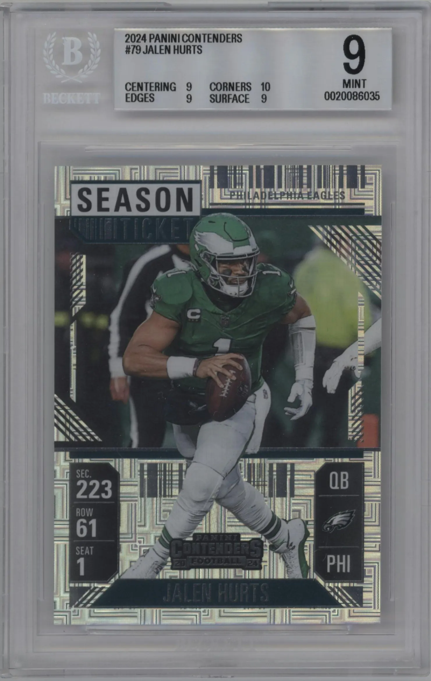 2024 Panini Contenders Jalen Hurts #79 BGS 9