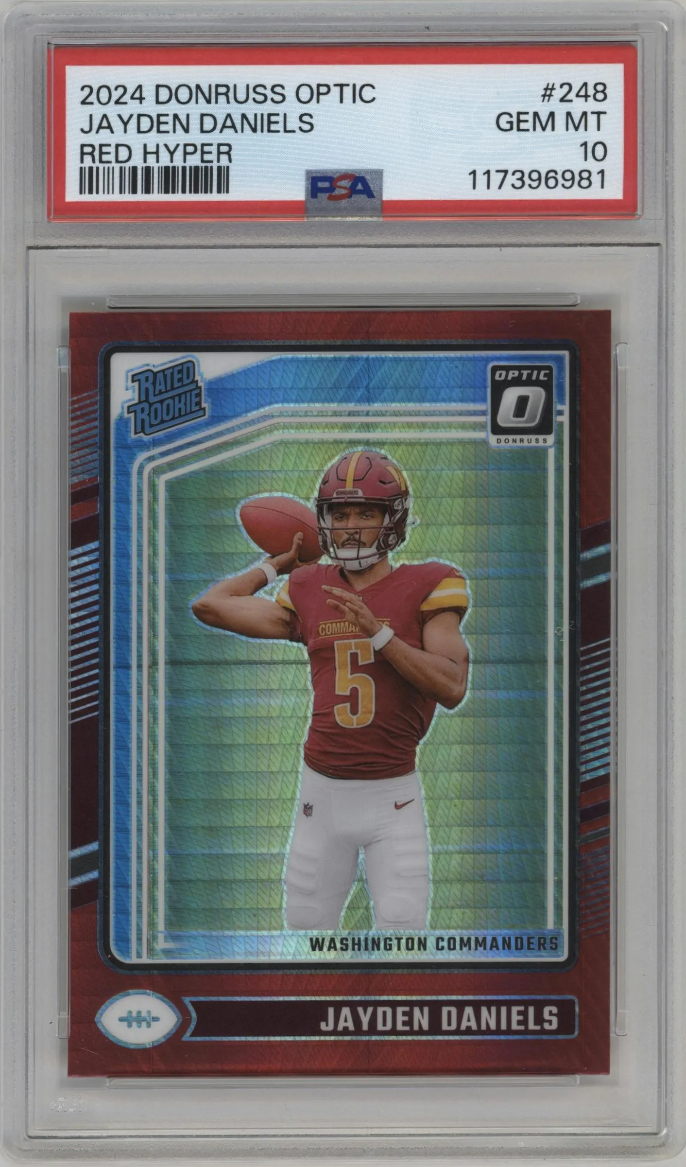 2024 Donruss Optic Rated Rookie Jayden Daniels Hyper Red #248 PSA 10