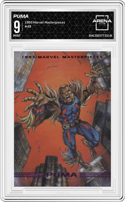 1993 SkyBox Marvel Masterpieces Puma ARENA CLUB 9
