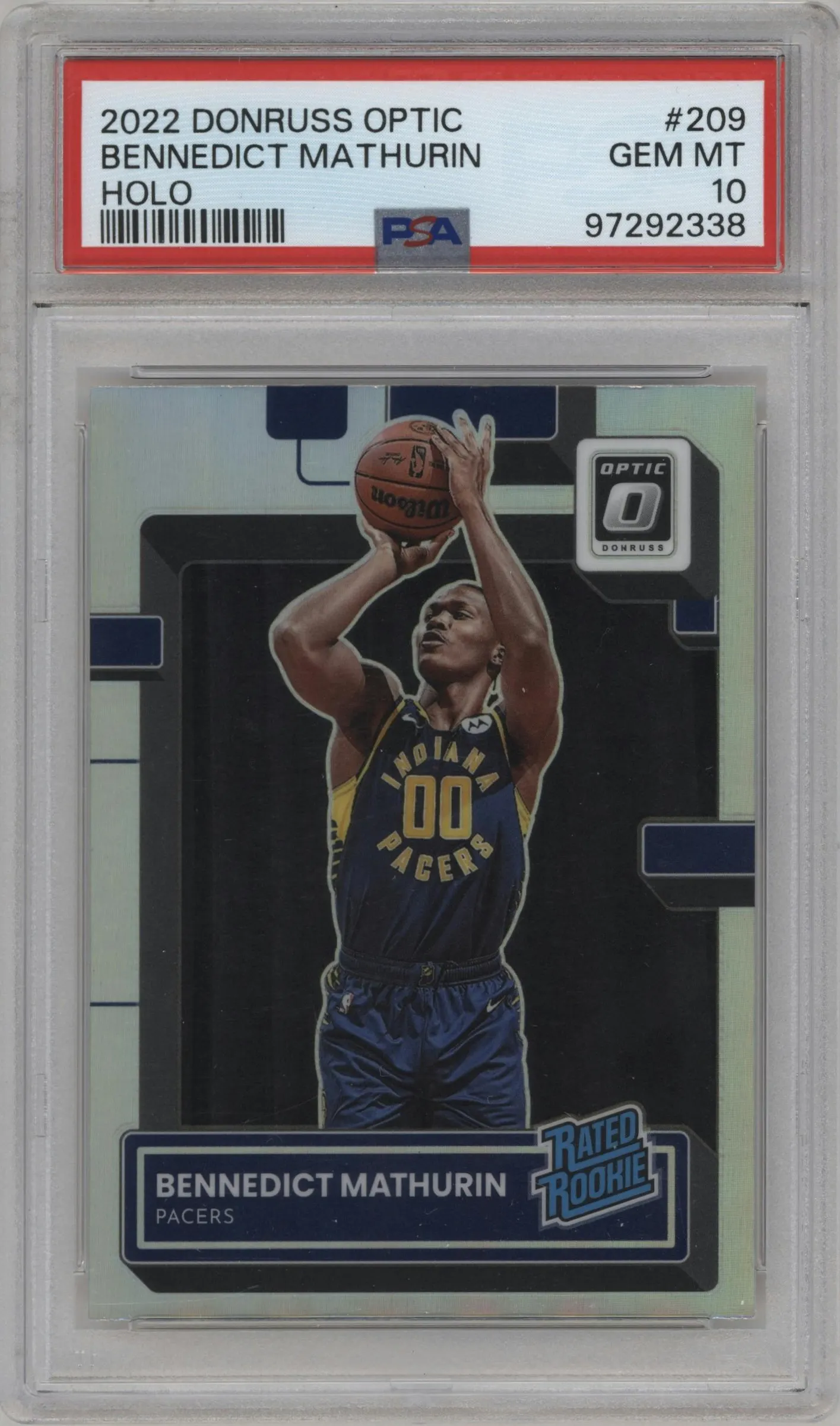 2022 Panini Donruss Optic Rated Rookie Bennedict Mathurin Holo #209 PSA 10